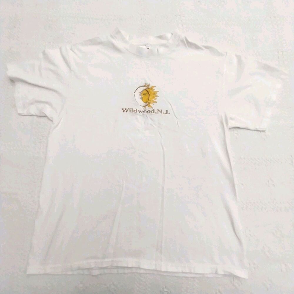 Vintage Wildwood New Jersey T Shirt Large White Hanes Heavyweight #E30